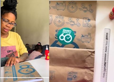 Mom goes viral for covering child’s school books in Checkers Sixty60 bags - Video