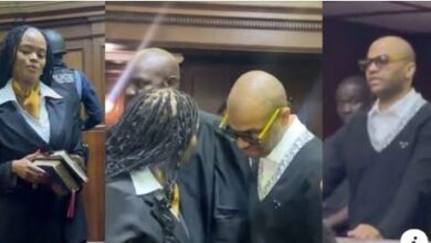 Nandipha and Thabo Bester make fashion statement in matching colours at court appearance
