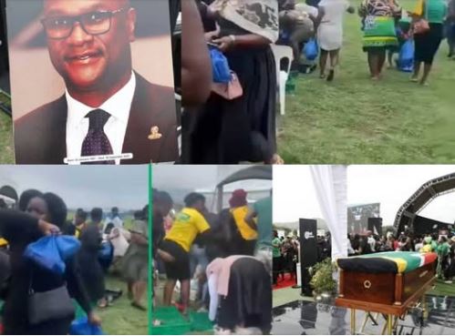 WATCH: Hungry ANC members fighting for food at Nathi Mthethwa’s funeral.